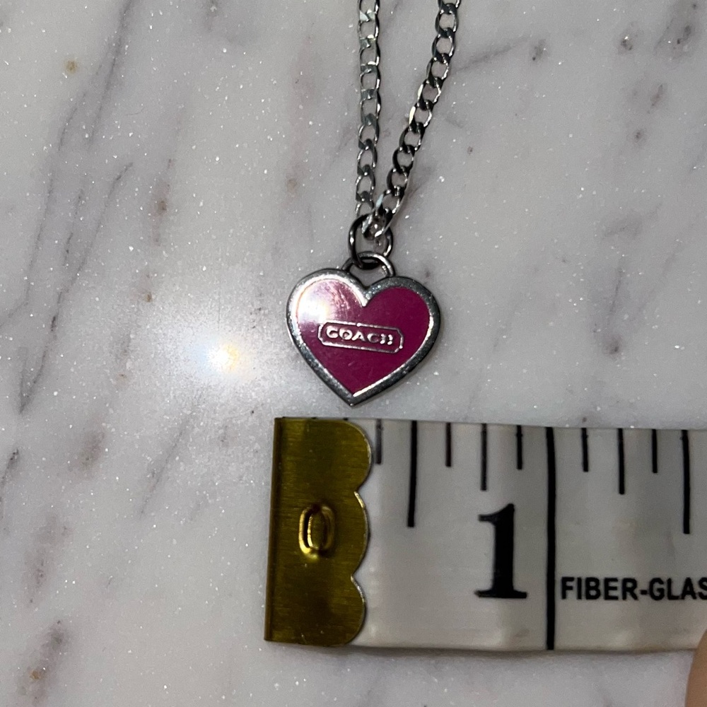 Coach Silver and Pink Heart Necklace - Picture 2 of 6